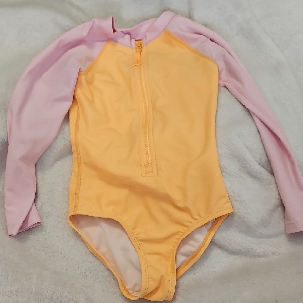 Pink and Orange Long Sleeve Swimsuit